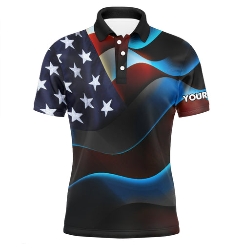 Mens golf polo shirts custom name black American flag patriotic golf shirts for mens golfing gifts NQS5745