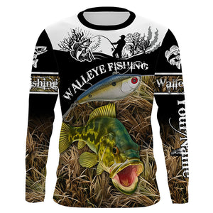 Walleye fish custom fishing shirts for men Performance Long Sleeve UV protection NQS998