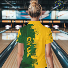 Load image into Gallery viewer, Yellow and Green Bowling Polo, Quarter Zip shirts for Women Custom Bowling Team Jerseys NQS10881