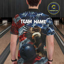 Load image into Gallery viewer, American Flag Eagle Lightning Thunder Bowling Shirts For Men Custom Patriotic Bowling Team Jerseys NQS11059