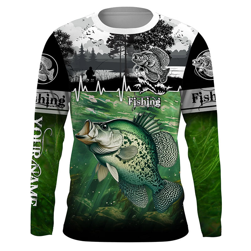 Crappie Fishing UV protection Custom name long sleeves fishing shirts for men, women, kid NQS2639