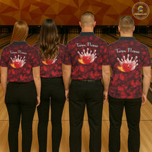 Load image into Gallery viewer, Red Hearts pattern Valentine Bowling Polo, 1/4 zip Shirts For Men Custom Bowling Couple Outfits NQS11251