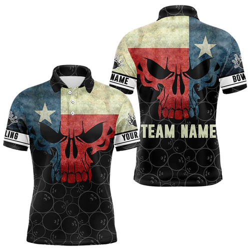 Vintage Texas Flag Skull Black Bowling Camo retro Bowling shirts for men custom Bowling team jerseys NQS9535