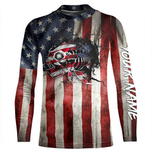 Load image into Gallery viewer, American flag patriotic fish reaper skeleton custom UV protection Fishing apparel NQS1445