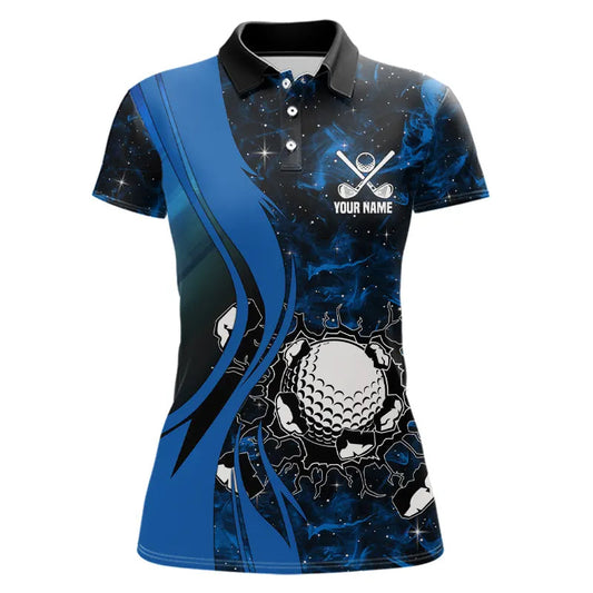 Black and Blue Galaxy Womens golf polo shirt custom cool golf shirts, personalized golf gifts NQS9694