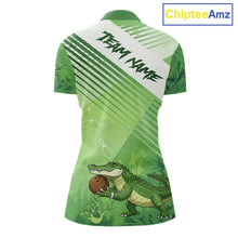 Load image into Gallery viewer, Funny Alligator Bowling Polo, 1/4 Zip Shirts For Women Custom Alligator Bowling Team Jerseys | Green NQS11742