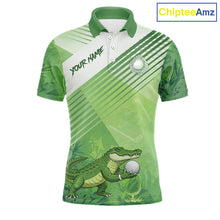Load image into Gallery viewer, Funny Alligator Golf polo shirt for men Custom Alligator golf outfit men, funny golf gifts | Green NQS11743