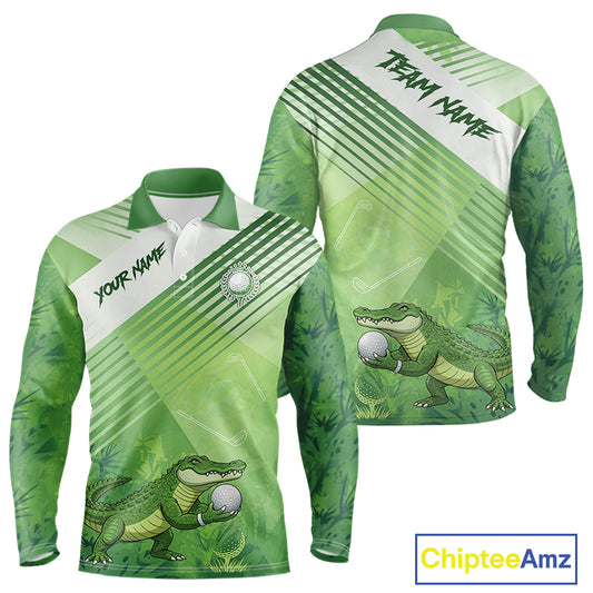 Funny Alligator Golf polo shirt for men Custom Alligator golf outfit men, funny golf gifts | Green NQS11743