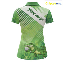 Load image into Gallery viewer, Funny Alligator Golf polo shirt for Women Custom ladies golf outfit, funny golf gifts | Green NQS11743