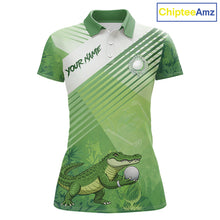 Load image into Gallery viewer, Funny Alligator Golf polo shirt for Women Custom ladies golf outfit, funny golf gifts | Green NQS11743