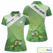 Load image into Gallery viewer, Funny Alligator Golf polo shirt for Women Custom ladies golf outfit, funny golf gifts | Green NQS11743
