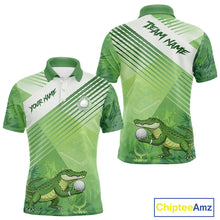 Load image into Gallery viewer, Funny Alligator Golf polo shirt for men Custom Alligator golf outfit men, funny golf gifts | Green NQS11743
