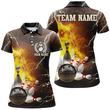 Load image into Gallery viewer, Women bowling polo shirts Custom flame lightning thunder Bowling Team Jersey, Bowling League Shirt NQS6150