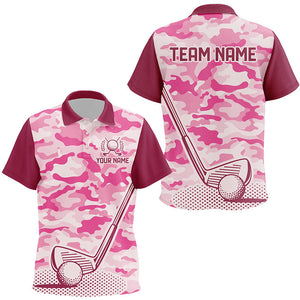 Pink Camo Kid Golf Polo Shirts custom golf outfit for kid, team golf shirt NQS8475