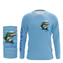 Load image into Gallery viewer, Largemouth Bass Fishing Custom Long Sleeve Performance Fishing shirts Eat Drink Fish Repeat | Blue NQS6613