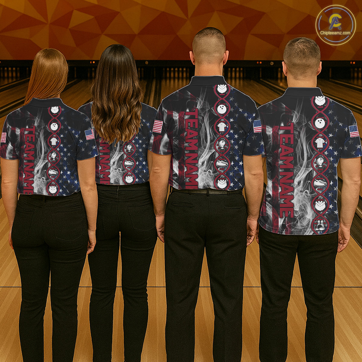 Red, White & Blue Smoke American Flag Patriotic Team Women Bowling Shirt Custom It's in my DNA Shirts NQS11266