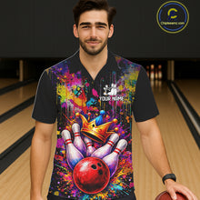 Load image into Gallery viewer, Colorful bowling jerseys Bowling Hawaiian Shirt Custom Bowling Team Button up shirts for bowlers NQS11473