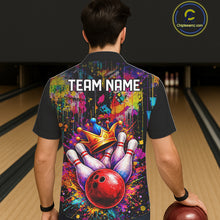 Load image into Gallery viewer, Colorful bowling jerseys Bowling Hawaiian Shirt Custom Bowling Team Button up shirts for bowlers NQS11473