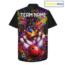 Load image into Gallery viewer, Colorful bowling jerseys Bowling Hawaiian Shirt Custom Bowling Team Button up shirts for bowlers NQS11473