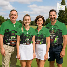 Load image into Gallery viewer, Green St Patrick Skull Golf and Beer Polo Golf shirts for Women Custom Team Ladies Golf attire NQS11475