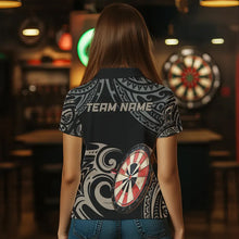 Load image into Gallery viewer, Personalized Black tribal pattern Darts Shirts For Women Custom Retro Team Darts Jerseys NQS9551