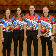 Load image into Gallery viewer, Funny Bowling Boom Strike Bowling Shirt For Men Custom Red, White and Blue retro Team Bowling Jerseys NQS11661