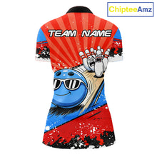 Load image into Gallery viewer, Funny Bowling Boom Strike Bowling Shirt For Women Custom Red, White &amp; Blue retro Team Bowling Jerseys NQS11661