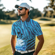 Load image into Gallery viewer, Personalized Funny Claw Blue Camo Golf Polo Shirts For Men Custom mens golf tops outfit NQS9705