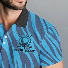 Load image into Gallery viewer, Personalized Funny Claw Blue Camo Golf Polo Shirts For Men Custom mens golf tops outfit NQS9705