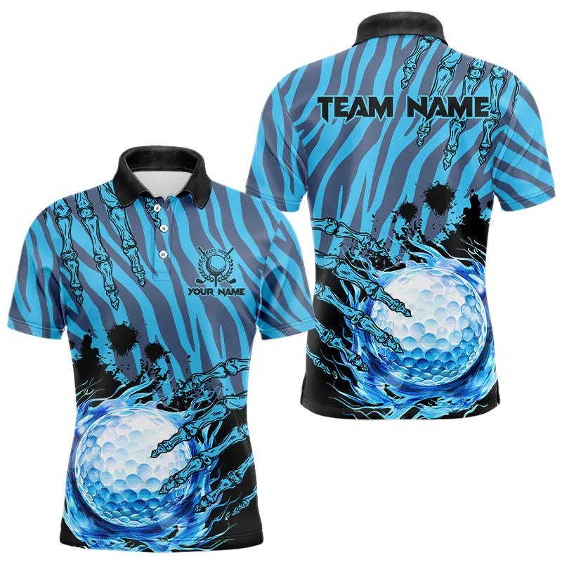 Personalized Funny Claw Blue Camo Golf Polo Shirts For Men Custom mens golf tops outfit NQS9705