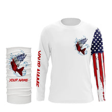 Load image into Gallery viewer, American flag Walleye fishing personalized patriotic UV Protection Fishing Shirts for mens, women, kid NQS5483