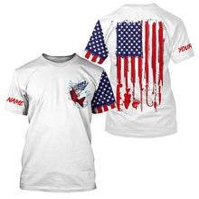 Load image into Gallery viewer, American flag Walleye fishing personalized patriotic UV Protection Fishing Shirts for mens, women, kid NQS5483