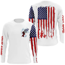 Load image into Gallery viewer, American flag Redfish fishing personalized patriotic UV Protection Fishing Shirts for mens, women, kid NQS5484
