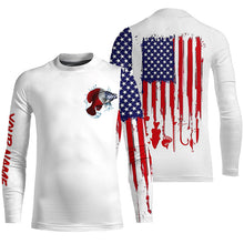 Load image into Gallery viewer, American flag Crappie fishing personalized patriotic UV Protection Fishing Shirts for mens, women, kid NQS5485