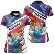 Load image into Gallery viewer, Colorful bowling Polo, Quarter Zip Shirt for Women Custom bowling ball and pins Team Bowling jerseys NQS8066