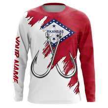 Load image into Gallery viewer, Arkansas flag AR Fishing Fish Hook UV protection custom long sleeve Patriotic fishing apparel NQS8266