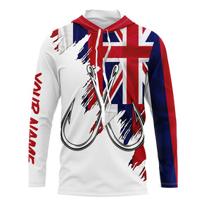 Hawaiian flag HI Fishing Fish Hook UV protection custom long sleeve Patriotic fishing apparel NQS8269