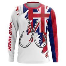 Load image into Gallery viewer, Hawaiian flag HI Fishing Fish Hook UV protection custom long sleeve Patriotic fishing apparel NQS8269