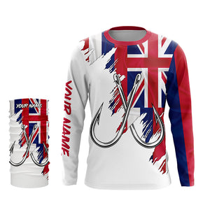 Hawaiian flag HI Fishing Fish Hook UV protection custom long sleeve Patriotic fishing apparel NQS8269