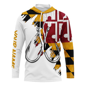 Maryland flag MD Fishing Fish Hook UV protection custom long sleeve Patriotic fishing apparel NQS8270