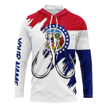 Load image into Gallery viewer, Missouri flag MO Fishing Fish Hook UV protection custom long sleeve Patriotic fishing apparel NQS8271