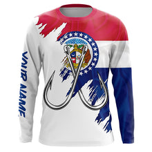 Load image into Gallery viewer, Missouri flag MO Fishing Fish Hook UV protection custom long sleeve Patriotic fishing apparel NQS8271