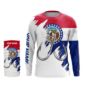 Missouri flag MO Fishing Fish Hook UV protection custom long sleeve Patriotic fishing apparel NQS8271