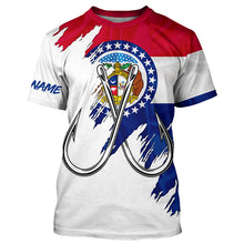 Load image into Gallery viewer, Missouri flag MO Fishing Fish Hook UV protection custom long sleeve Patriotic fishing apparel NQS8271