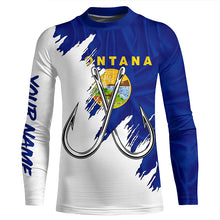 Load image into Gallery viewer, Montana flag MT Fishing Fish Hook UV protection custom long sleeve Patriotic fishing apparel NQS8272