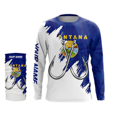 Load image into Gallery viewer, Montana flag MT Fishing Fish Hook UV protection custom long sleeve Patriotic fishing apparel NQS8272