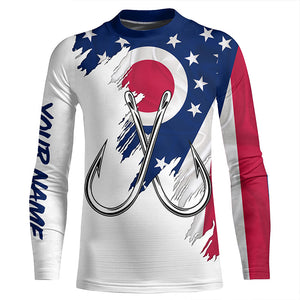 Ohio flag OH Fishing Fish Hook UV protection custom long sleeve Patriotic fishing apparel NQS8274