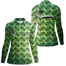 Load image into Gallery viewer, Green triangle pattern Womens golf polo shirt custom golf tops for ladies, golf gifts NQS6629