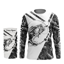 Load image into Gallery viewer, Largemouth Bass Fishing gray camo performance fishing shirts Customize name long sleeves shirts NQSD176