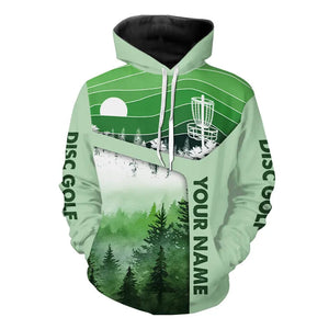 Mint Green Forest Retro Disc Golf Hoodies custom frisbee golf hoodie, disc golf apparel NQS9198